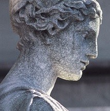 A female's head in granite stone