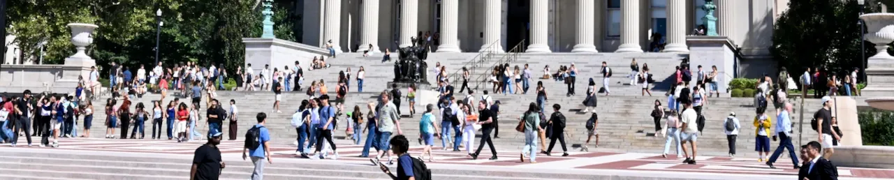 People spending time on Low Library steps. Photo by Eileen Barroso